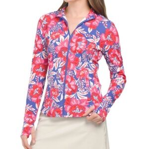 Sigrid Olsen Golf & Tennis Full Zip Activewear Jacket Floral Size Large NWT